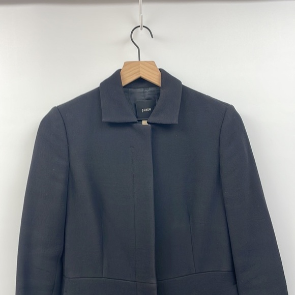 J. Crew Wool Blend Hidden Button Long Peacoat Winter Jacket Minimalist Black 2 - Picture 4 of 8